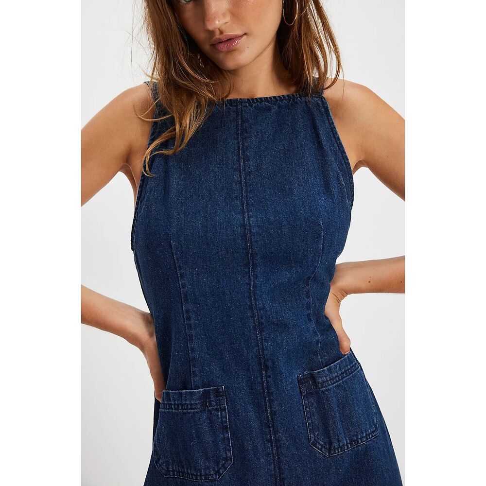 Free People Dex Denim Midi Dress Size M - Picture 2 of 9